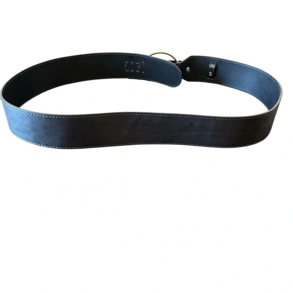 NWT J.JILL Y2K Black Fine Italian VTGE Leather Belt M/L Silver finished hardware